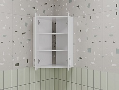 Style Line Шкаф навесной Эко Стандарт 45 угловой с зеркальными вставками белый – фотография-3